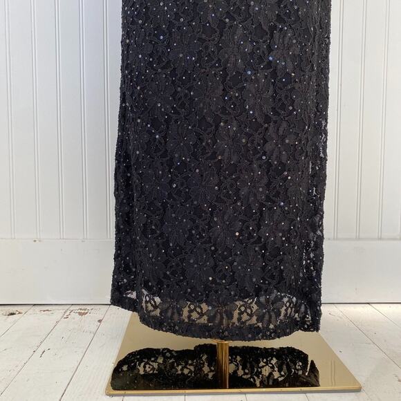 Vintage Womens Whimsigoth Lace Maxi Dress Size 5 Sequins Empire Waist 90s Glam - Picture 6 of 16